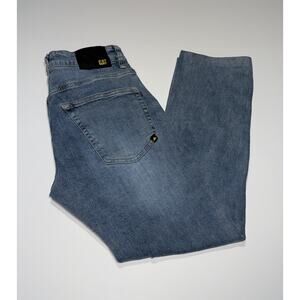 CAT Caterpillar Jeans Mens 32X32 Blue Denim Straight Leg Workwear 5 Pocket Tough